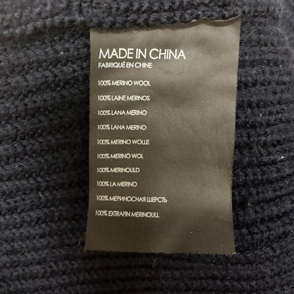 Men's Club Monaco Merino Wool Full-Zip Sweater, Size XS, Dark Blue w/Pockets - Picture 4 of 4